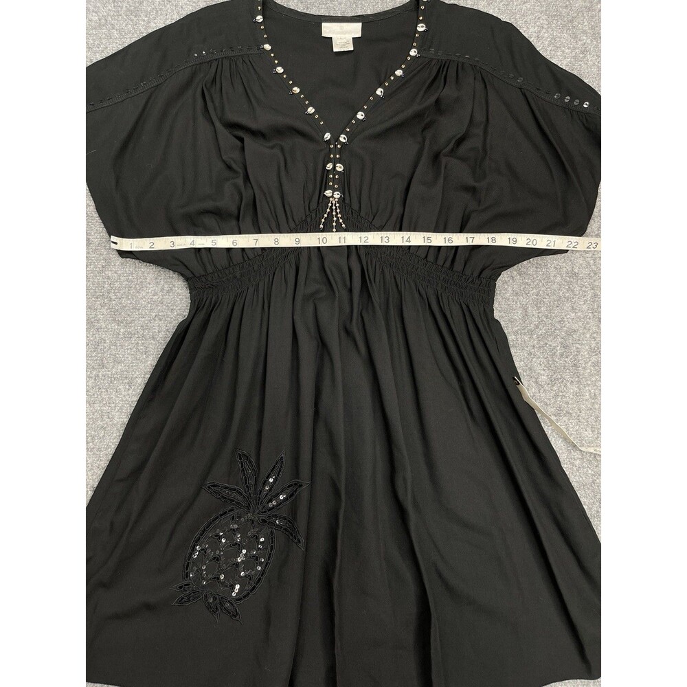 Soft Surroundings Kaftan Dress Womens Large Sea Shell Accent Resort Cruise Black - Picture 10 of 14